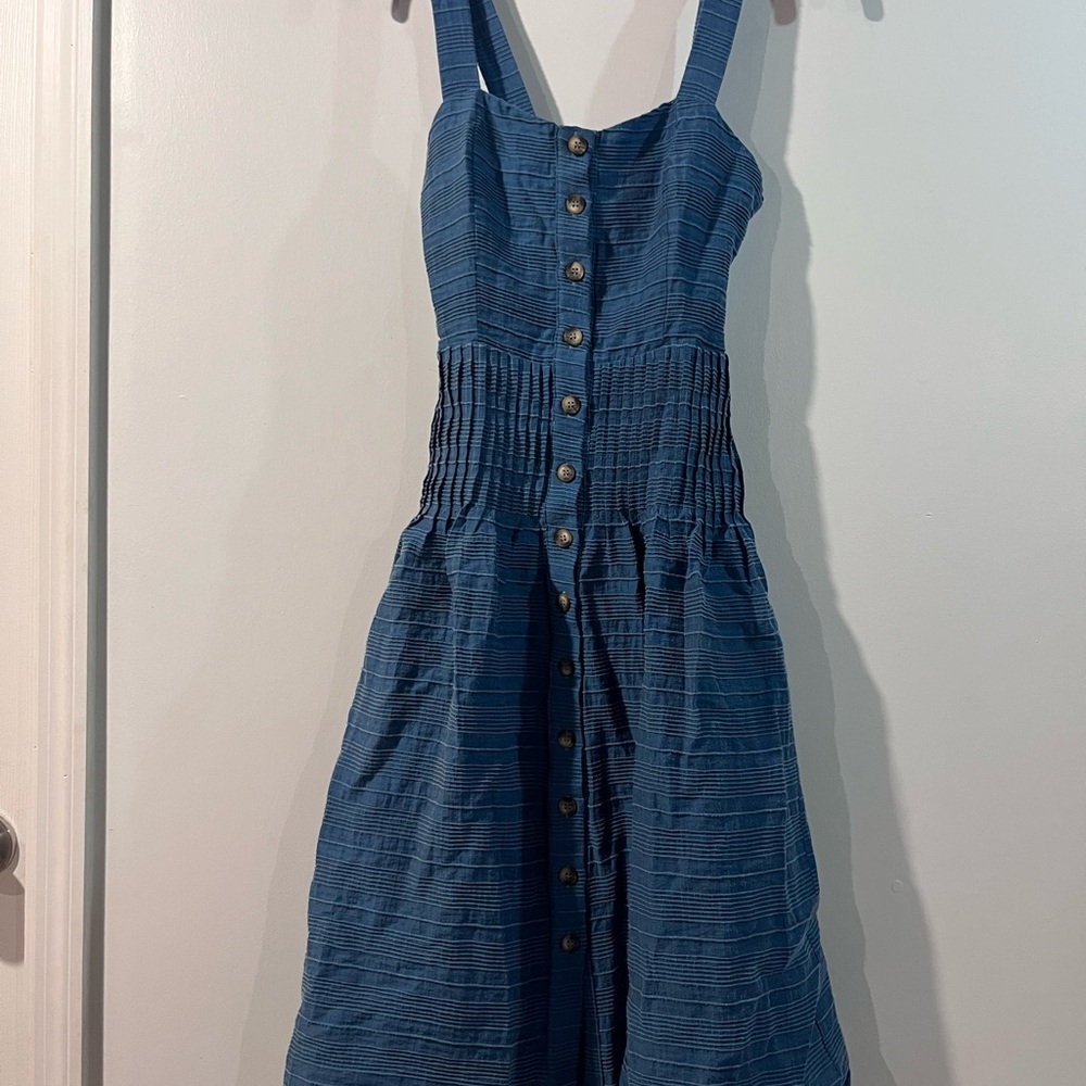 Tularosa Tara Blue Midi Dress with Button Detail